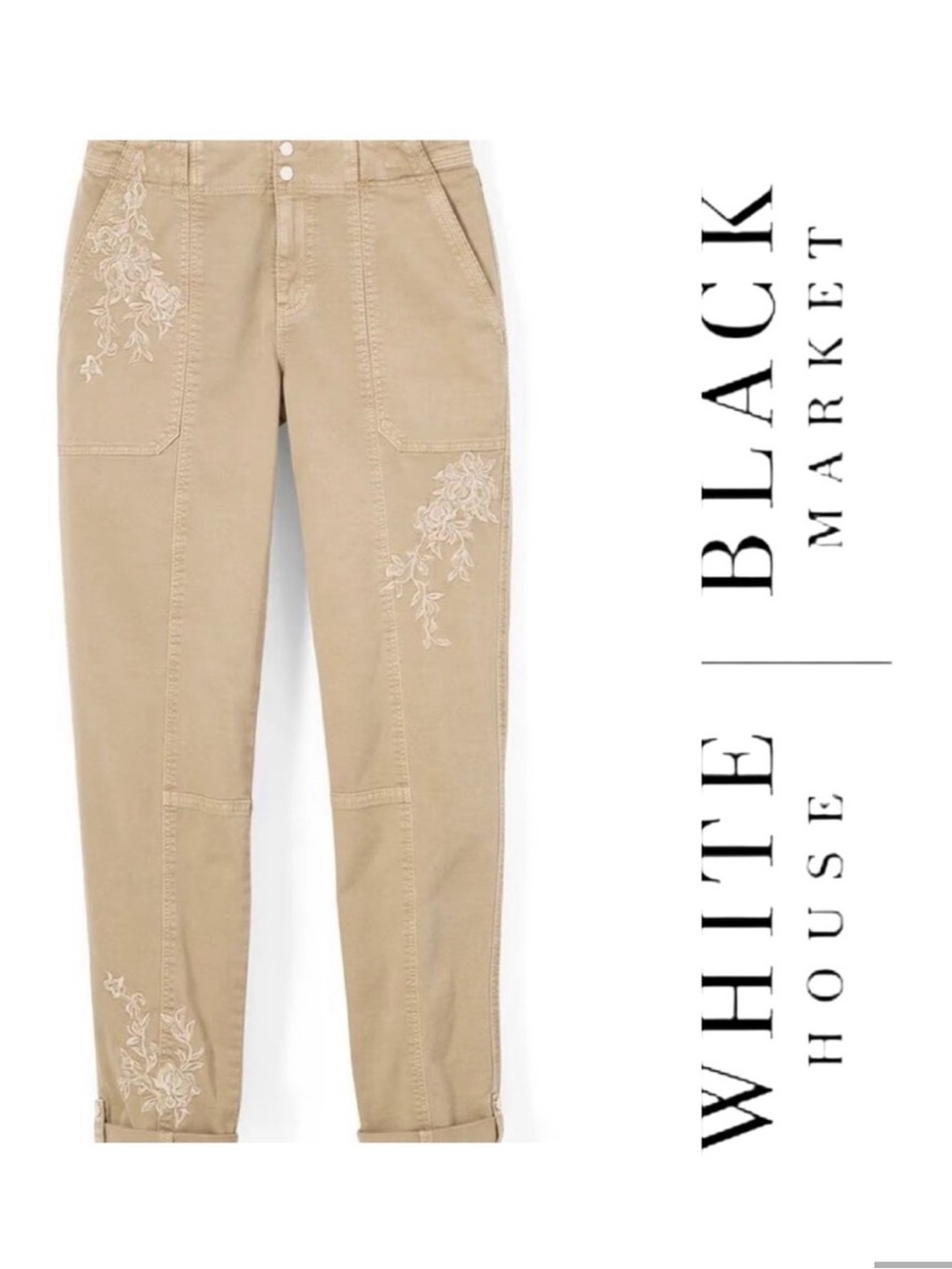White House Black Market Mid-Rise Pret-a-Pedi Crop Embroidered Pants 6